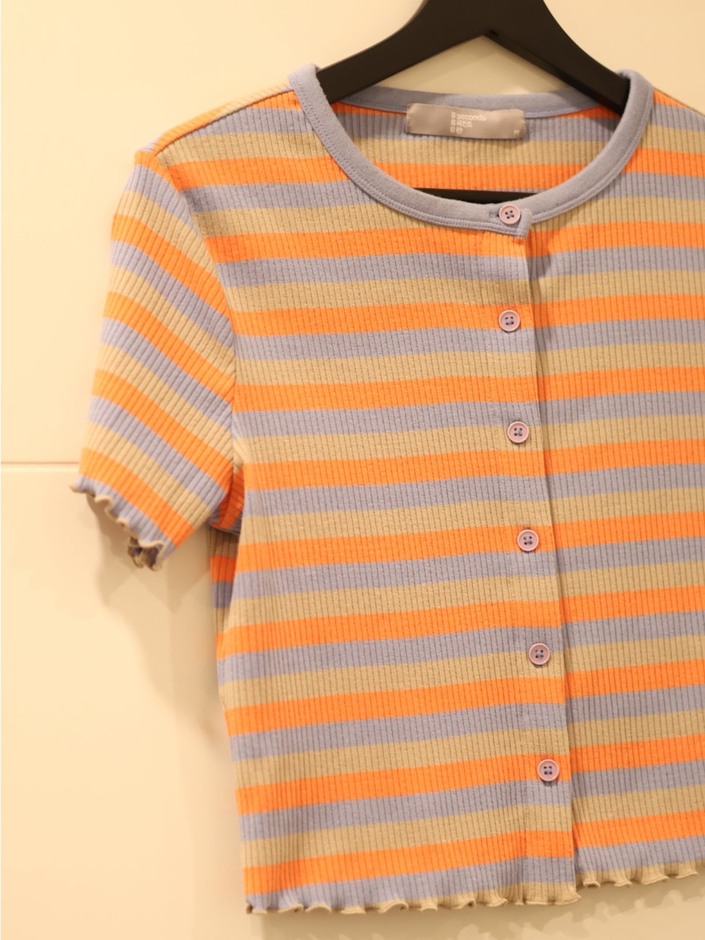 8seconds Ribbed Striped Button Front Knit Top Size M Korean Fashion
